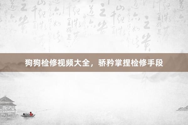 狗狗检修视频大全，骄矜掌捏检修手段